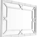 Bamboo-Look Solid Wood Window Pane Mirror 23" X 31" - White