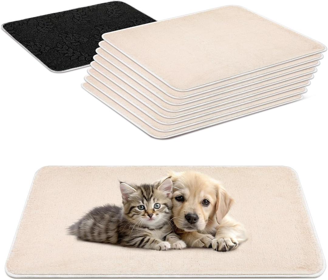 8 Pcs Pet Carrier Pad Travel Pet Reversible Dog Mat Cat Carrier Pad Replacement Liners for Travel Dog Bed, Absorbent Machine Washable Cashmere Double Sided Mat for Kennel Crate(17 x 11 Inch)