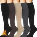 Warm Winter Knee High Socks for Women Thermal Cotton Boot Socks Black Long Thick Leg Warmers for Running Hiking Work (One Size, 01-5 Assort)