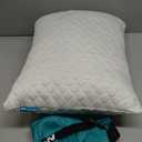 Small Shredded Memory Foam Pillow for Travel and Camping - Compressible Medium Firm Bed Pillow, Contoured Support, Breathable Cover, Machine Washable, Ideal Backpacking, Airplane and Car (White)