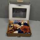 Ling's moment Fake Flowers Box, Faux Artificial Greenery Stems Foam Roses Gardenia Silk Dahlia Fabic Flower for Centerpieces Bouquet Wedding Vase Decorations, Burnt Orange & Navy, Grand Combo