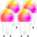 GU24 Smart Led Light Bulbs4 PackA19 12W 1200LM Smart Bluetooth 2 Prong Led Light bulbDimmable Music Sync RGBCW Color Changing LED Bulb2700K-6500K Dimmable APP Control(Not Support Alexa)