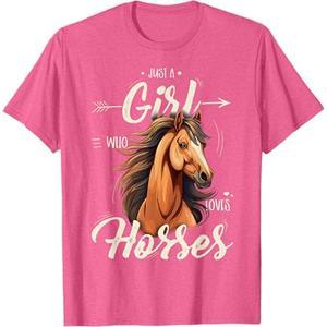 Girls Riding Shirt - Just A Girl Who Loves Horses T-Shirt Medium