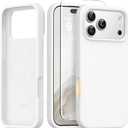 GONEZ Magnetic for iPhone 17 Pro Max Case, [Compatible with MagSafe] Anti-Scratch Microfiber Lining & Screen Protector, Silicone Camera Control, Shockproof Slim Phone Cover 6.9 inch, White