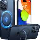 TORRAS Ostand for iPhone 16 Pro Max Case, [Fit for MagSafe][Shockproof Military Grade][Sturdy Kickstand & Ring Holder] Translucent Slim Magnetic Phone Case for iPhone 16 Pro Max 6.9" 2024, Black