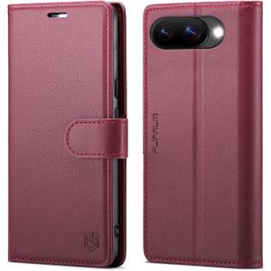 for Google Pixel 9a Wallet Case with RFID Blocking Credit Card Holder, PU Leather Folio Flip Kickstand Protective Shockproof Cover Women Men for Google Pixel 9a Phone case (Red)