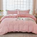 Queen Comforter Set of 5 Pieces  Queen Size Bedding Sets with Pink Comforter, Pillowcases & Shams