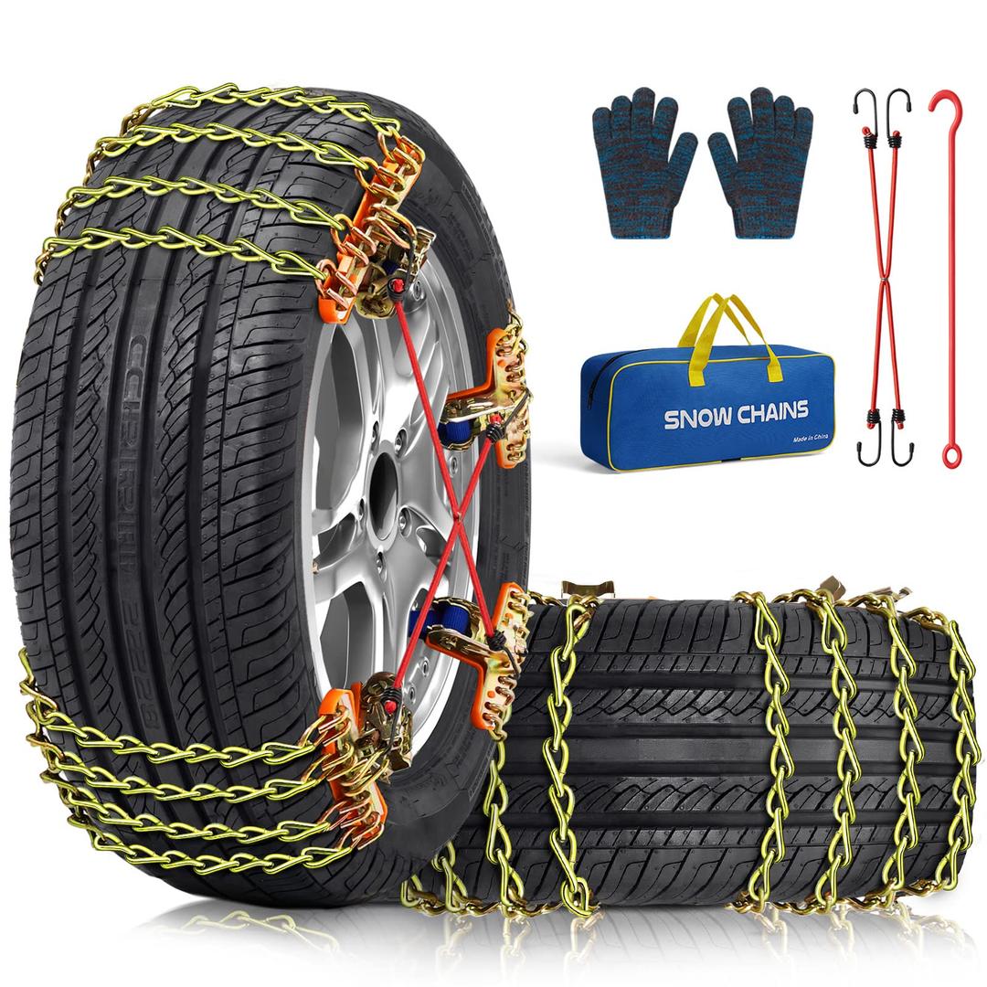 Snow Tire Chains for Car SUV Pickup Trucks, Universal Car Snow Chains, Snow Traction for Tires, Fit for Tire Width 195 205 215 220 225 235 240 245 255 265