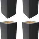 Cuboid Pine Wooden Square Holes Risers, Black Heavy Duty Wood Riser Extender Fit Inner Hole 1.97" Increase Height 3.94" for Furniture Table Bed Couch Sofa Desk Legs 4Pcs