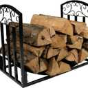 Sunnydaze 2-Foot Firewood Log Rack - Indoor/Outdoor Black Steel Decorative Fireplace Wood Storage Holder - 200-lb Capacity