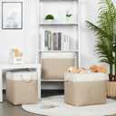 Bidtakay Extra Large Storage Baskets for Organizing 17x12x15.1 inch 3-Pack Fabric Closet Organizers Storage Bins with Handles Foldable Storage Baskets for Shelves Clothes XL-White&Beige