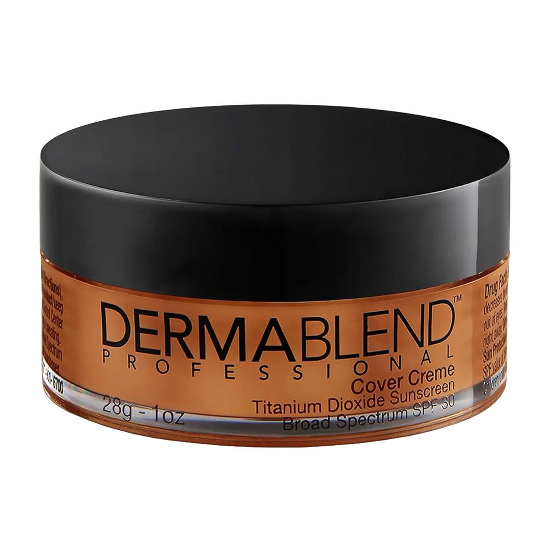 Dermablend Cover Crme Full Coverage Foundation Makeup, Hydrating Cream Concealer for Dark Circles and Blemishes, Maximum Coverage with Mineral Sunscreen SPF 30, 1 OZ (60N Caf Brown: For tan skin with neutral undertones)