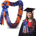 Suncalla 47.5 inch Graduation Leis Class of 2026 Grad Ribbon Leis Double Braided Necklace Hawaiian Flower Garland with Bow for Man Woman Graduation Party Supplies