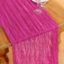 DeZerlor Hot Pink Cheesecloth Table Runner 4 Pack Spring Easter Table Runners Boho Gauze 120 Inches Fuschia Cheese Cloth Table Decor for Wedding Bridal Baby Shower Parties