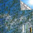 One Way Privacy Film, Window Tint for Home,Daytime Reflective, Anti UV Static Cling Sliding Door Coverings No Glue Garage Solar Paper (Black - Silver-Leaves, 45.27 x 157.4 in)