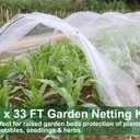 KLEWEE Garden Netting Kit for Raised Beds, 10 x 33 ft Ultra Fine Mesh Netting and 6 Sets Fiberglass Garden Hoops, Garden Bed Row Covers for Plants Vegetables from Animals Barrier Insects Bugs