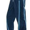 Haloumoning Girls Baggy Wide Leg Pants Kids Striped Elastic Waist Parachute Track Pants with Pockets, Navy Blue, 5-6 Years