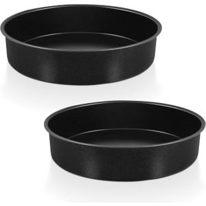 P&P CHEF Non-stick Cake Pan Set of 2, 9.5 Inch Round Baking Cake Pans Tins for Tier Smash Cakes, Non-Toxic & Solid, Stainless Steel Core & Leak-Proof, 2Pcs