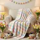 Horaldaily Easter Flannel Blanket Throw, Plaid Soft Fuzzy Plush Cozy Fleece Blankets for Couch Sofa Bed Lounging, Ideal Gifts for Kids Adults Self, 60x80