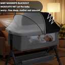 Bassinet Mosquito Net Cover - Half-Blackout Mosquito Net for Baby Crib & Bedside Sleeper, Breathable Crib net with 2-Way Zipper, Sun-Blocking Baby Mosquito Net Cover (Black-Small)