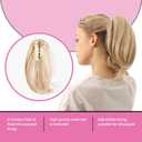 JUVABUN 10" Straight Claw Clip In Ponytail Hair Extensions - Medium Blonde| Synthetic Ponytail Extension | Hair Extensions for Women & Men | Washable, Realistic And Synthetic |Medium Blonde