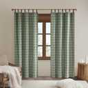 Madison Park Anaheim Cabin Plaid Curtain Window, Thermal Insulated Fleece Lining, Living Room Decor Room Darkening Drape for Bedroom, 1-Single Panel Pack, 50" x 84" Faux Leather Tab, Green
