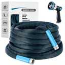 75FT Blue & Black Garden Hose, Lightweight No Kink Water Hose with 10 Function Spray Nozzle, 3/4 Inch Rust-Proof Aluminum Leak-Proof Connector for Yard Garden RV Outdoor Watering