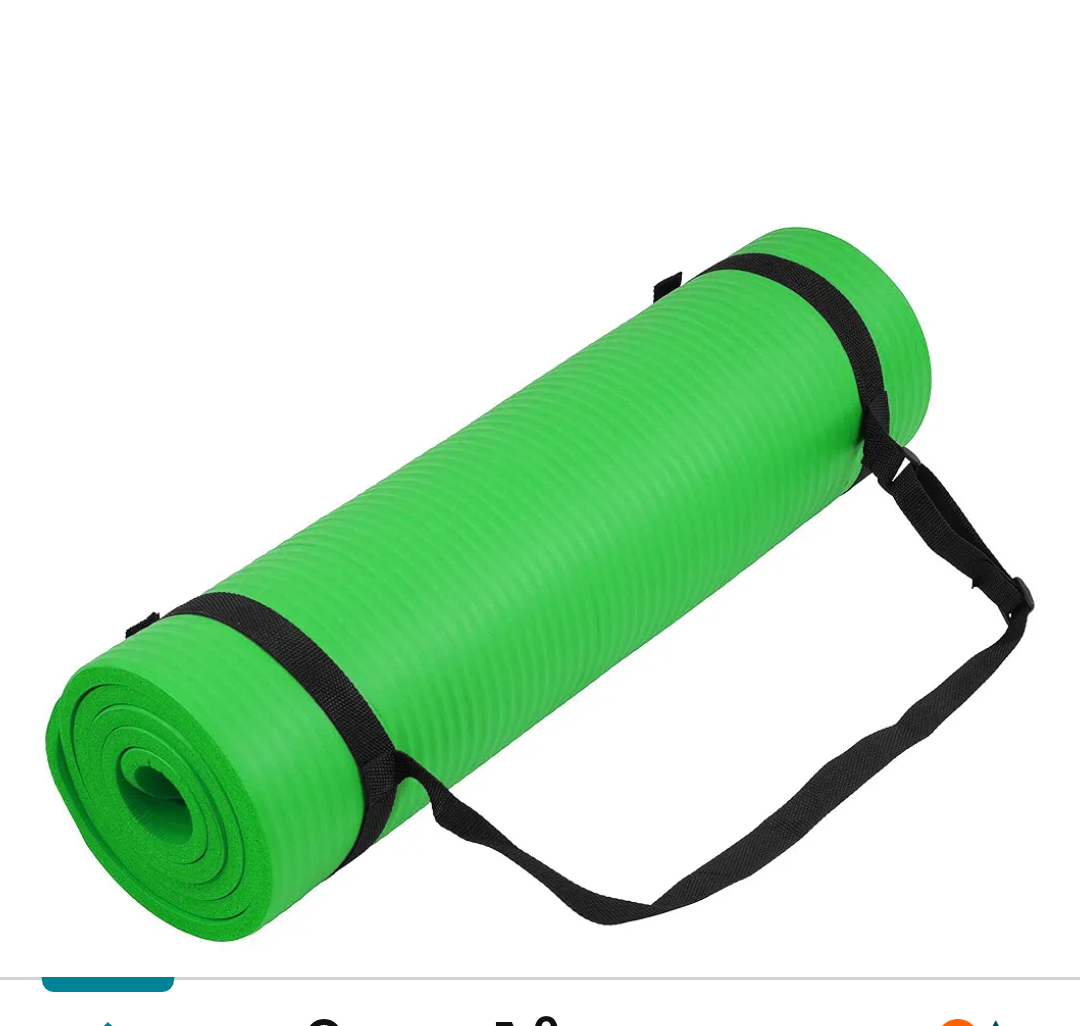Yoga Mat, 1/2-Inch Extra Thick High Density Exercise Mat, Anti-Tear Exercise Yoga Mat with Carrying Strap, Suitable for Various Yoga Exercises, Green