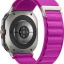 Nylon Band Compatible with Samsung Galaxy Watch Ultra Bands 47mm/Galaxy Watch Ultra (2025), Fabric Sport Loop Strap Breathable Wristband for Samsung Watch 7 Ultra Band 47mm for Men Women (Dragon Fruit)