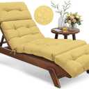 Outdoor Chaise Lounge Chair Cushion 74.4 x 22 x 4.7 Inches Memory Foam Lounge Chair Cushions Waterproof for Outdoor Furniture with Ties, Thickened Pool Chaise Lounge Chair Cushions, Khaki