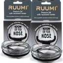 Ruumi Nose Recess Tumbler Lid (2-pack, Black/Black)  Compatible with 20 oz Yeti Rambler, Ozark Trail, Swig  See Chart for Other Brands/Sizes