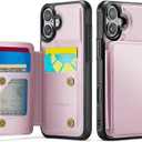 Vinich for iPhone 16 Plus Wallet Case with Card Holder, RFID Blocking Credit Slots Kickstand Shockproof Phone Cover Fit for iPhone 16 Plus 6.7" Rose Gold