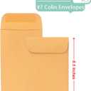 Xxcxpark 500 PCS #7 Coin Envelopes, 3.5 x 6.5 inches Brown Kraft Envelopes Classic Small Parts Envelopes with Self Adhesive Gummed Flap for Coins, Cash, Credit Cards, Seeds