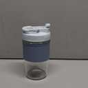 Sivaphe Reusable Glass Ice Hot Coffee Cup 16 oz, Portable Travel Mug with Spill-Proof Lid and Thermal Sleeve for Home Office Black (Blue)