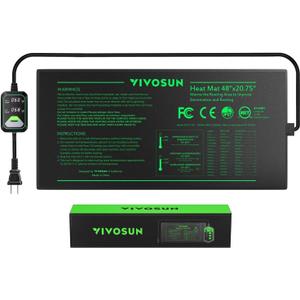 VIVOSUN 48"x20.75" Seedling Heat Mat with Built-in Temperature Controller, UL & MET-Certified Waterproof Plant Heating Pad for Germination, Hydroponics, Brewing, Breeding, and Greenhouses