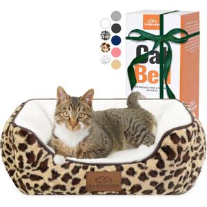 Zerbuger Rectangle Cat Dog Bed for Large Medium Small Pets Indoor Outdoor Machine Washable Sleeping Sofa Non-Slip Bottom Soft Puppy Bed Durable Orthopedic Calming Pet Cuddler (Small, Leopard)