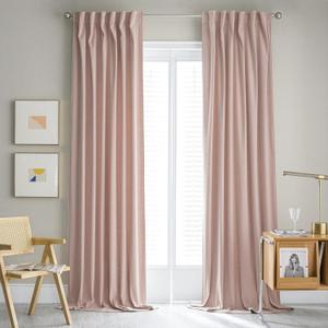 MUMFAS Baby Pink Velvet Curtains for Girls Bedroom, Back Tab Rod Pocket Soundproof Room Darkening Window Drapes Light Blocking Privacy Assured for Living Room 52 x 102 Inch Length, 2 Panels Set
