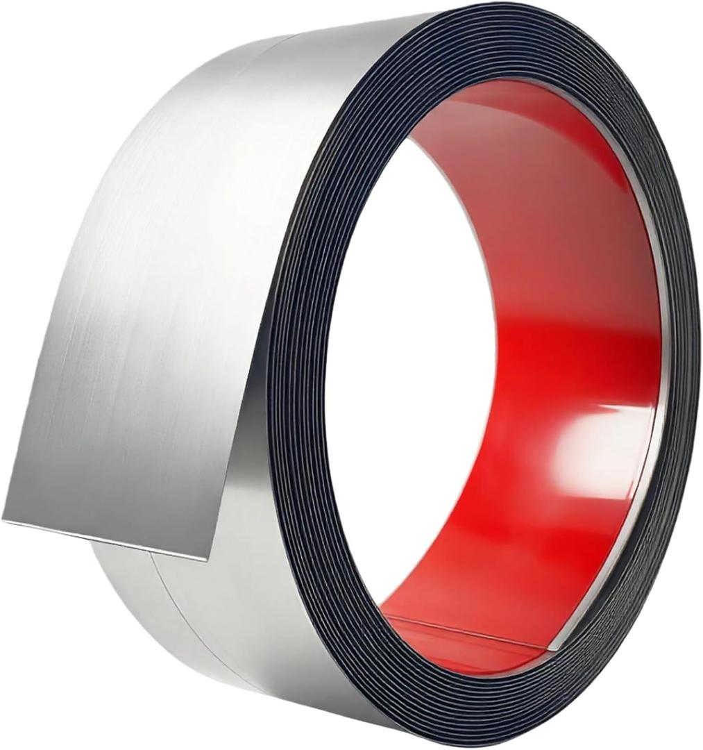 20FT Metal Wall Trim,Peel and Stick Molding Trim Frame,Stainless Steel Trim,self Adhesive Trim for Wall Fireplace Microwave Gap Filler,Silver Brushed,20ft x 2inch