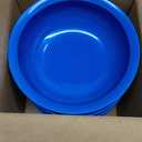 Large Non-Spill Plastic Bowl Set - 28oz Reusable Kitchen Bowls with Concave Inner Lip and Non-Slip Base - For Cereal, Soups, Mixing and Serving - Set of 4 - Ocean Blue