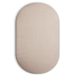 2 x Bassinet Sheet for Baby Boy and Girl, Fitted Sheets for Rectangle, Oval, Hourglass Bassinet Mattress, Muslin Moses Basket Sheets with Neutral Style (Beige)  Bassinet Sheets-33"×17"