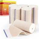 FRESINIDER Premium Elastic Bandage Wrap, 6 Pack 4" Cotton Latex Free Compression Bandage Wrap with Touch Closure at Both Ends, Support & First Aid for Sports, Medical, and Injury Recovery
