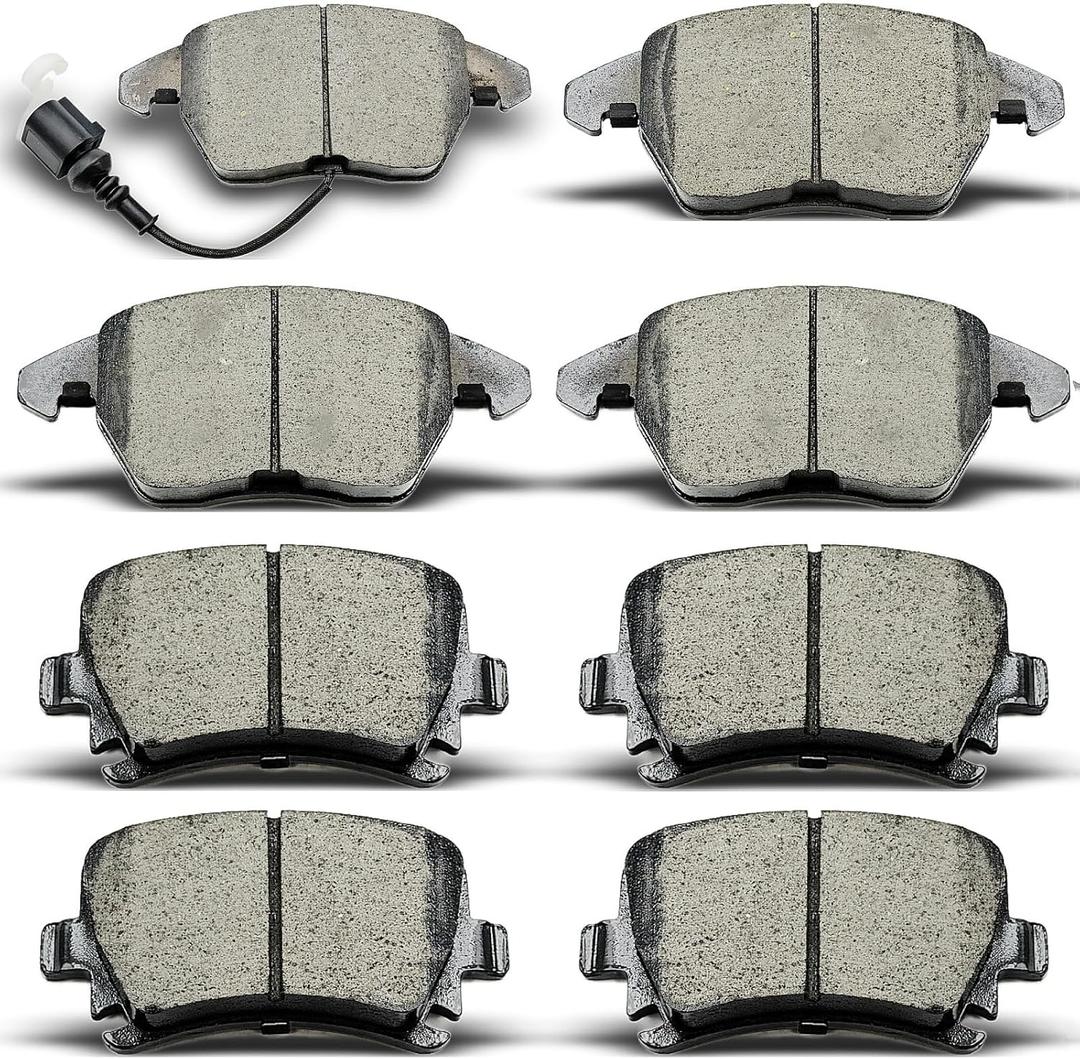Ceramic front rear Brake Pads Kits 8pcs Brakes Pads Set Compatible with Audi A3,A3 Quattro,TT,TT Quattro,for VW CC,for Jetta,for Eos,for Golf,for GTI,for Passat,for Passat CC