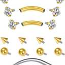 D.Bella 16G Eyebrow Piercing Jewelry Daith Rook Earrings Stianless Steel Internal Thread Curved Barbell Vertical Labret Lip Belly Ring Snug Tragus Piercing 8mm/10mm/12mm