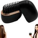 Glam brushs Mini Hair Straightener,3-Speed Temperature Control, Portable Electric Hair Straightener Brush 30s Heating,Rapid Heating & Anti Scald Shell, Cordless Straightening Comb for Travel(Black)