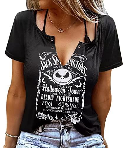 Halloween T Shirt Women Pumpkin King Shirts Face Characters Shirt Halloween Party Tshirt, XL