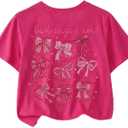 SOLY HUX Girl's Summer Short Sleeve Bow Graphic Tee Shirts | Crew Neck, Loose Fit, Casual, Cute Tops For Teens, Preppy Clothes For Girls 10-12