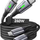 INIU USB C to USB C Cable, 240W Fast Charging [6.6ft, 2-Pack] Type C Charger Cord, Braided USBC Phone Charger Cable for iPhone 17 16 15 Pro Max Samsung S25 S24 Laptops MacBook iPad Air Switch etc.