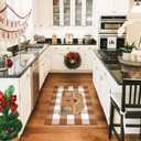 Dunzy 2 Pcs Christmas Gingerbread House Door Mat Combo Set 16.9 x 29.5 Coir Welcome Door Mat and 27.5 x 43.3 Brown and White Plaid Rug for Christmas Porch Decor Outdoor Farmhouse Entryway Foyer