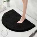 Semicircle Absorbent Bathroom Rug Thickened Soft Chenille Non-Slip Floor Mat Machine Washable Mat Dries Quickly Shaggy Foot Pad for Bedroom Living Room (Black, 15.7-23.6in)