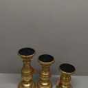 Mela Artisans Wooden Pillar Candle Holders | Willow Design | Set of 3 Mango Wood Candlesticks | Whitewash | Sizes 6" & 9" &12" | Table Decor | Centerpiece | Mantel | Wedding | Living Room Decor